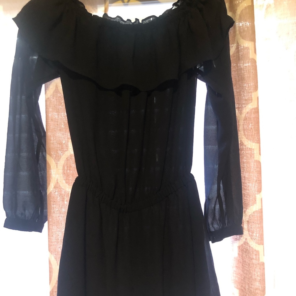 Michael Kors off the shoulder navy chiffon romper